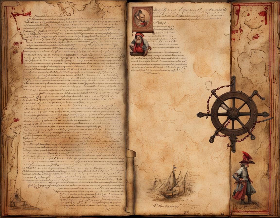 Pirate Planning Treasure Hunt in Watercolor Style