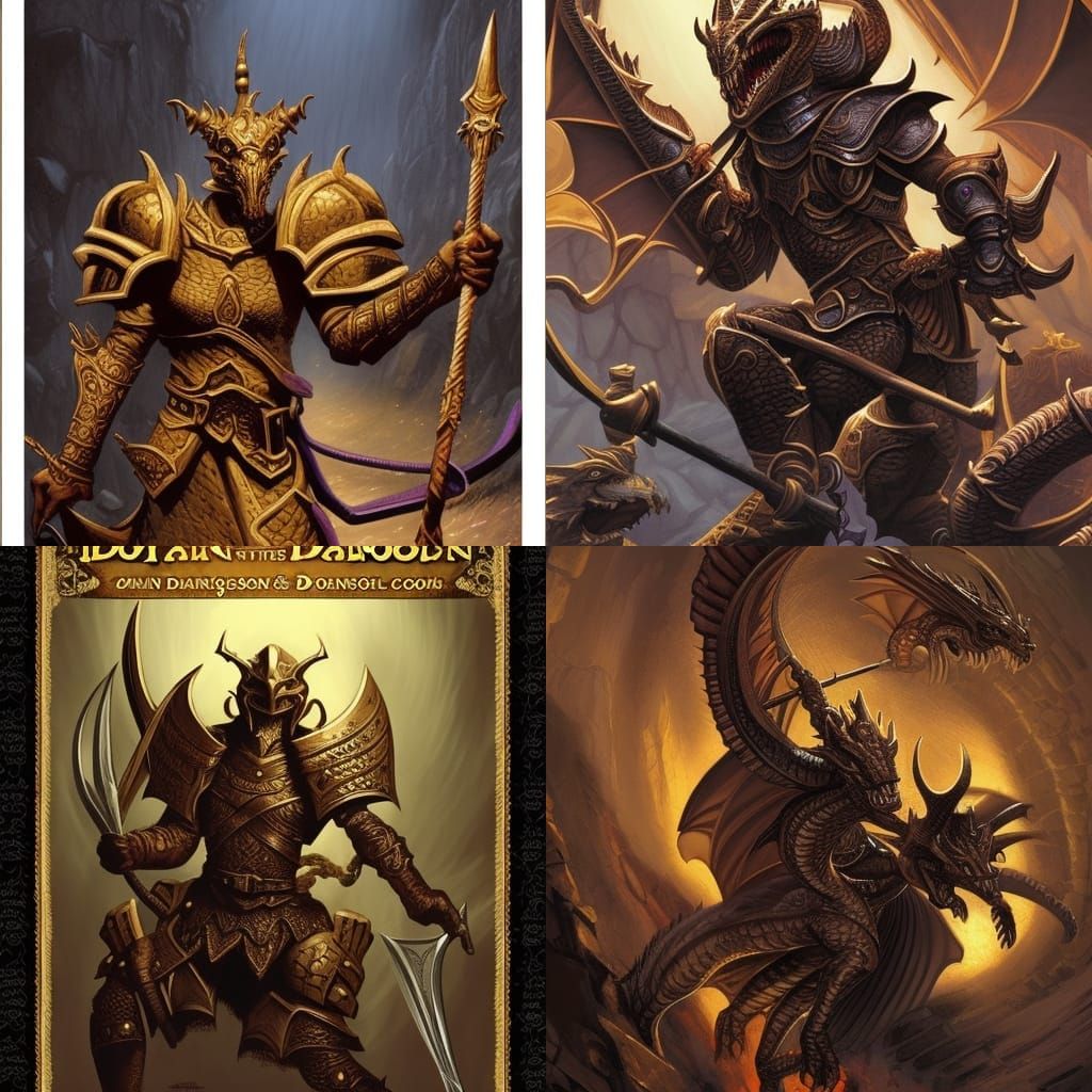 Gold Dragonborn Paladin in Comic Book Art