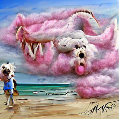 Dog Enjoying Beach Walk on Sunny Day