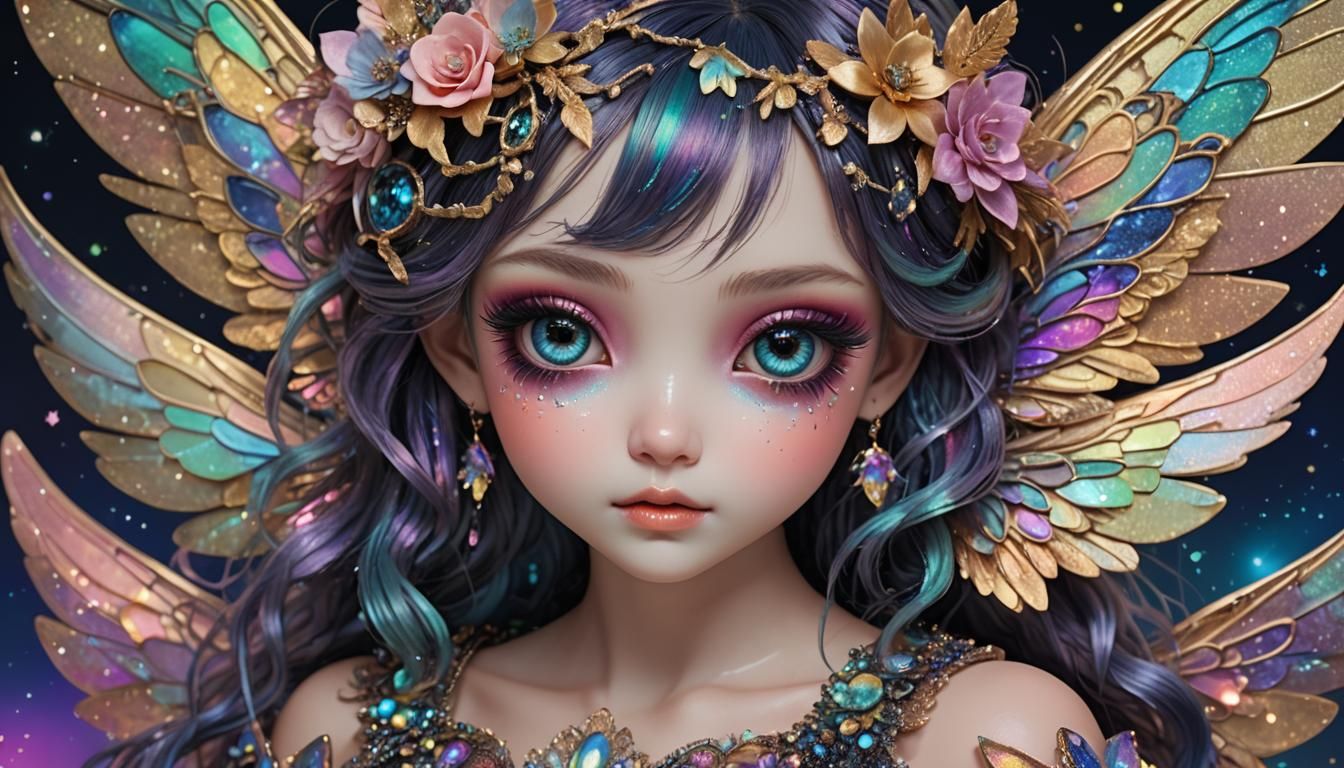 Glittering Portrait in Oil Slick Color Palette