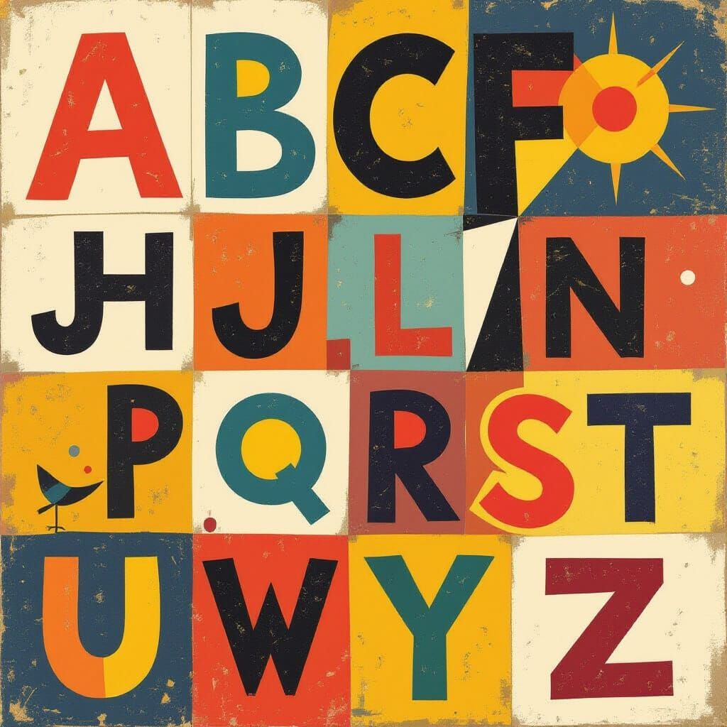 Vibrant Alphabet in a Whimsical Abstract Style