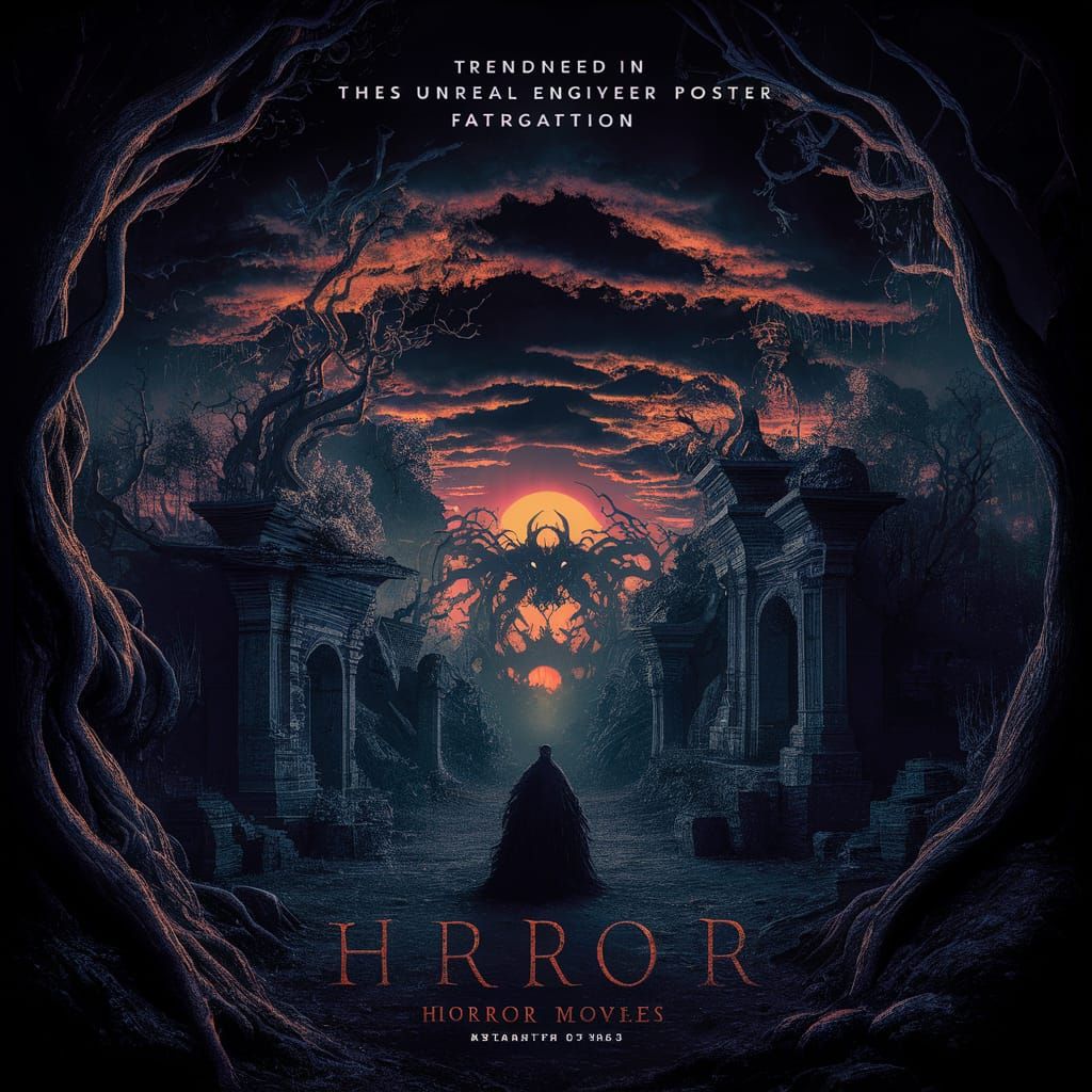 Eerie Horror Movie Poster in Dark Fantasy Style