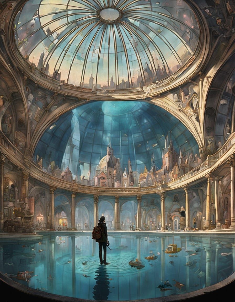 Submerged City in Dome with Alsatian Architecture