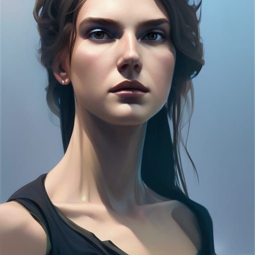 Powerful Woman Portrait in Hyperdetailed Style