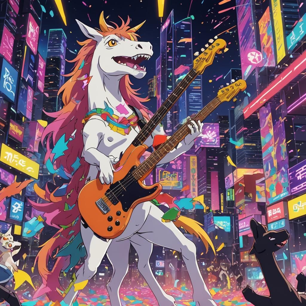 Vibrant Digimon Music Video in a Psychedelic Anime Style
