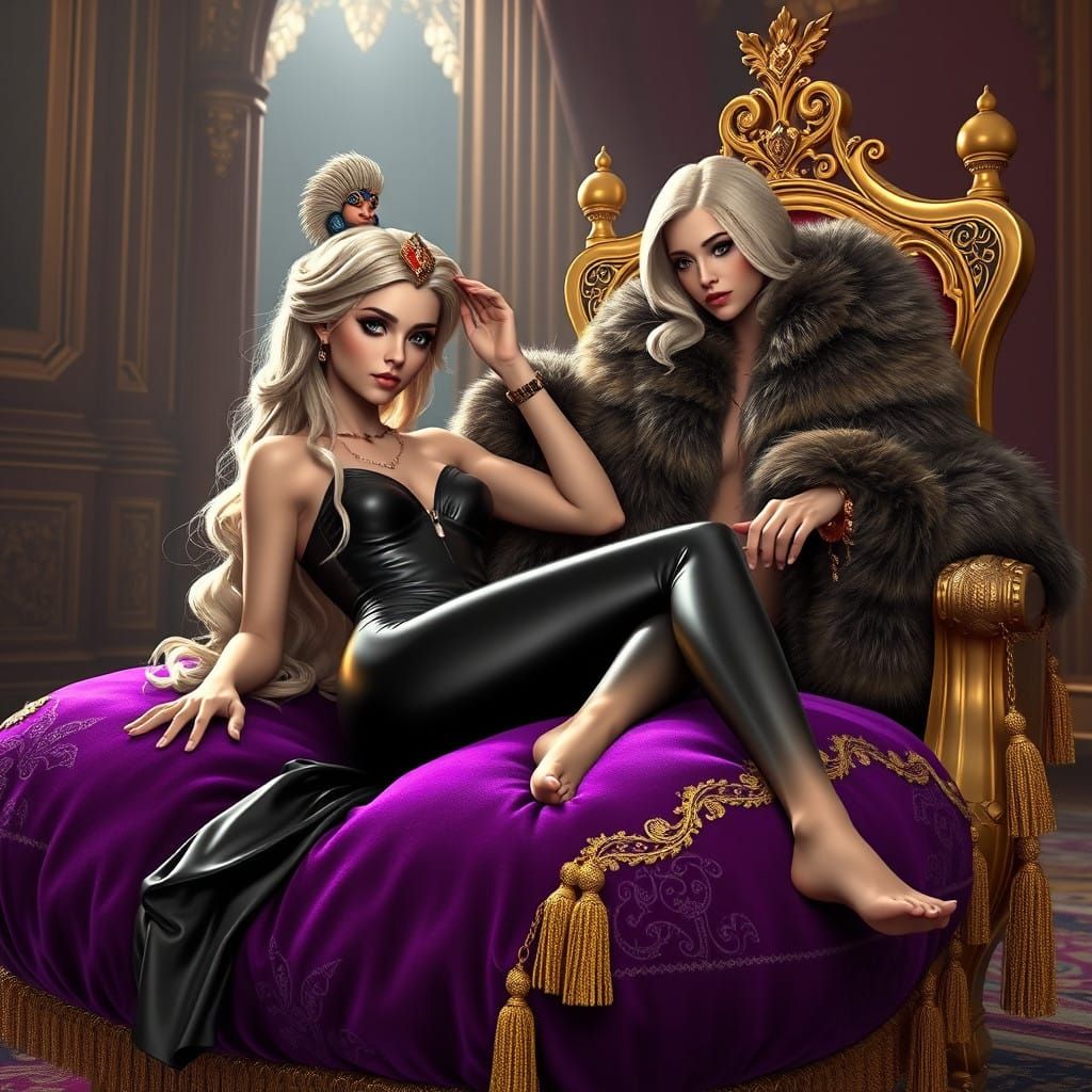 Ethereal Fantasy Scene with Blonde Genie and Dominant