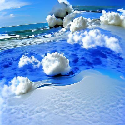 Blue Sky, White Clouds, and Blue Sea