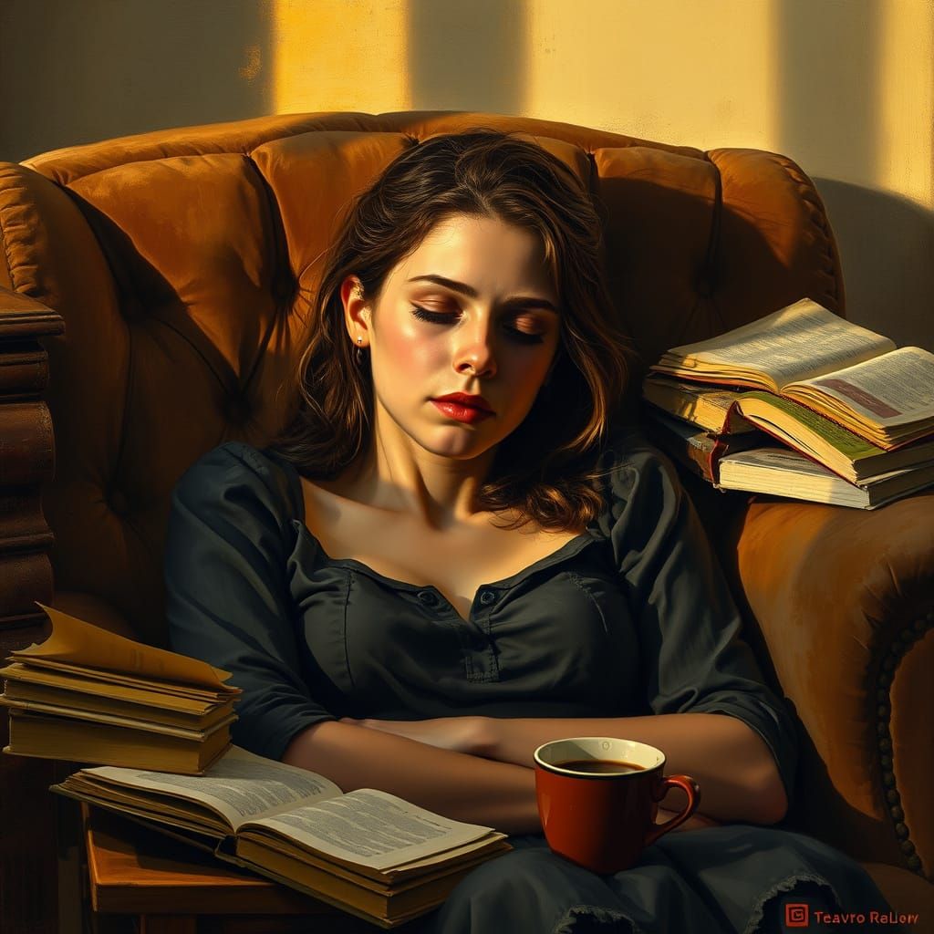 Young Woman Contemplates in Warm, Golden Light