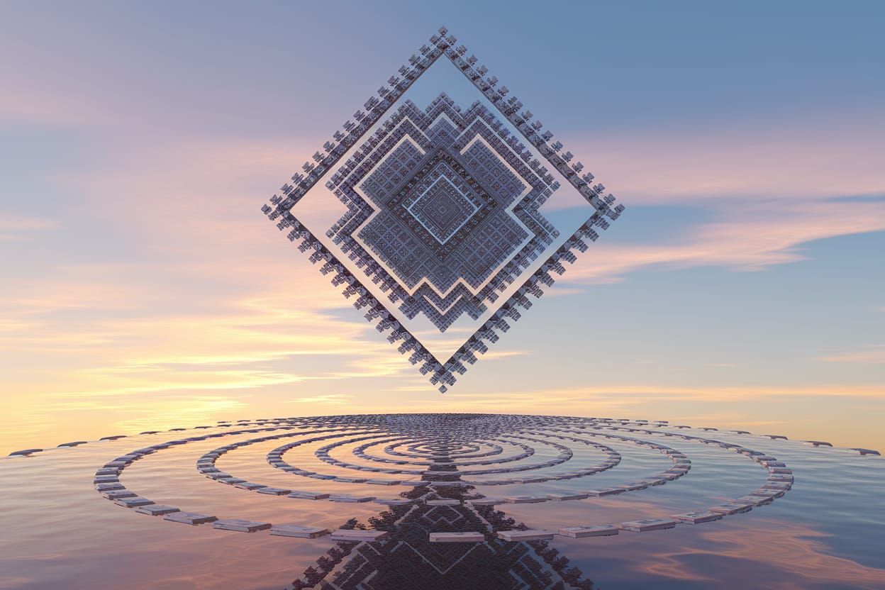 Infinitely Recursive Square Fractal Solar Rain