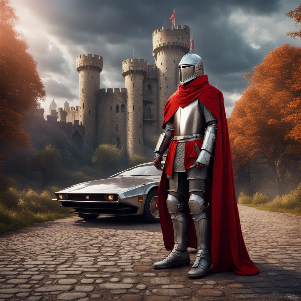 Medieval Knight and Back to the Future Car