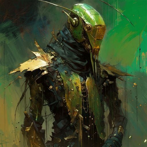 Armored Praying Mantis Portrait in Sci-Fi Style