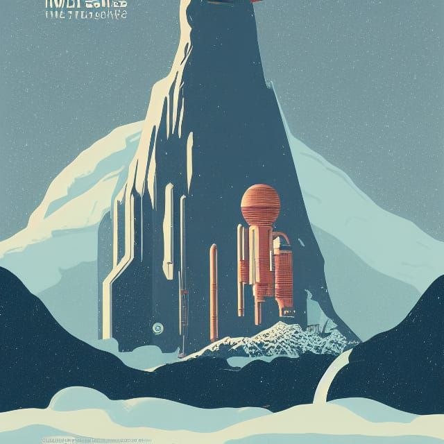 Space Station Among Snowy Mountains as Poster Art