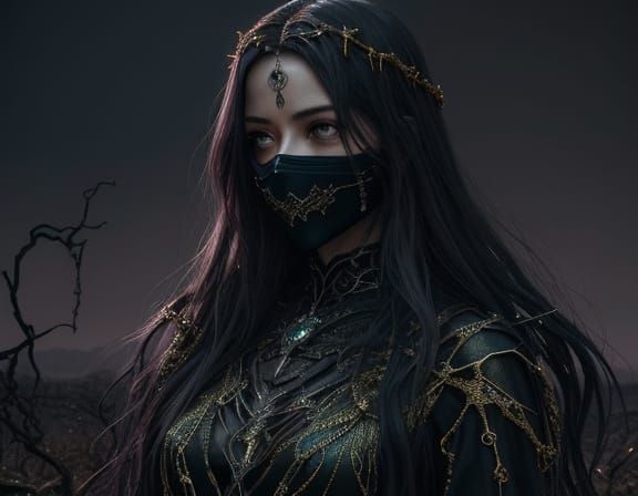 Lone Figure Escapes Gilded Chains in Grunge Oil Painting