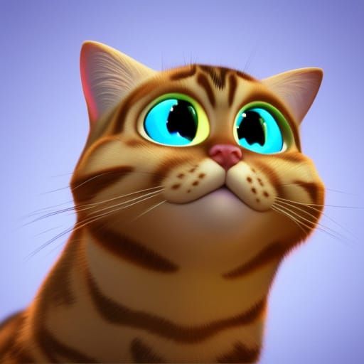 Cat with Sarcastic Smile in 3D Digital Art