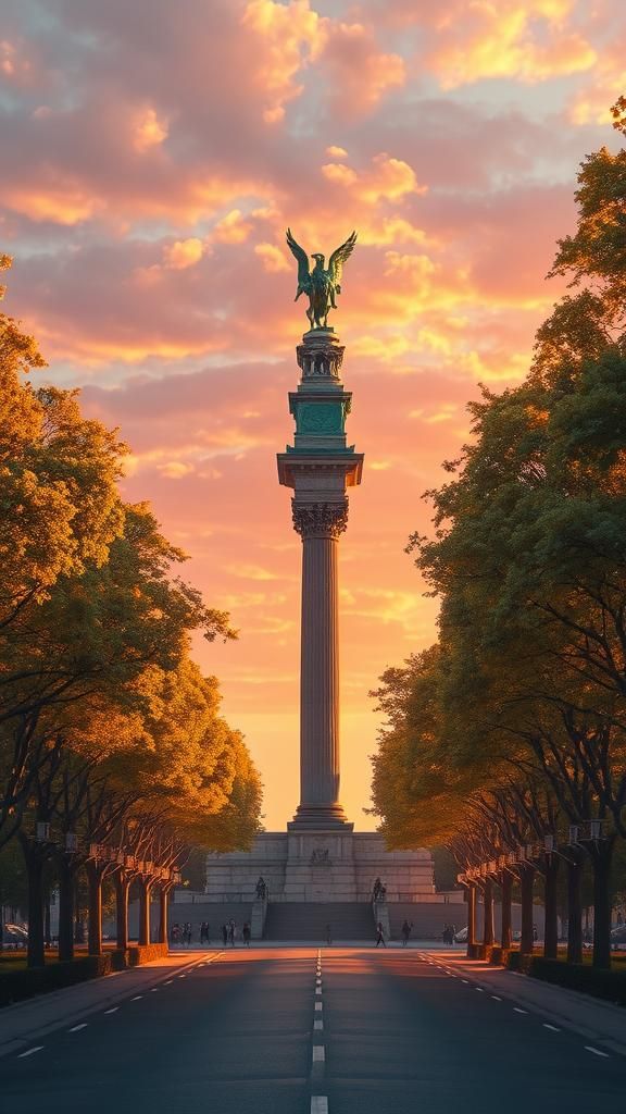 Berlin Victory Column in Matte Painting Style
