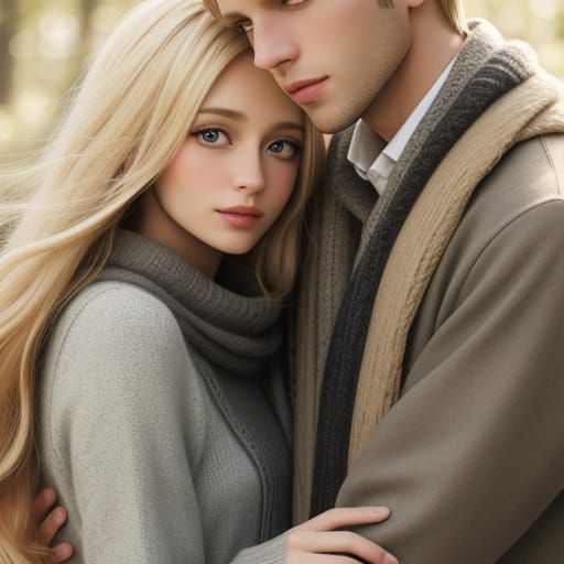 Warm Portrait of Girl and Guy: Digital Art