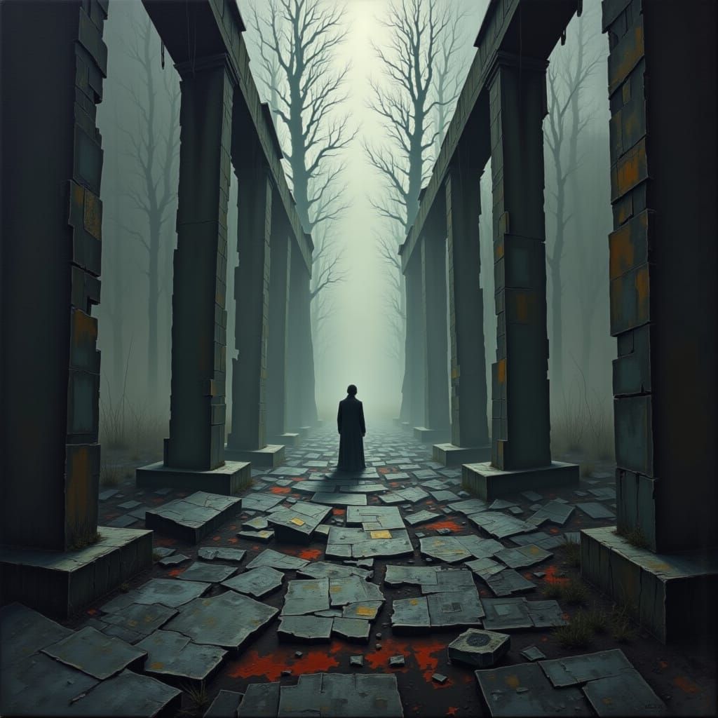 Gothic Surreal Ruin with Fractured Architecture