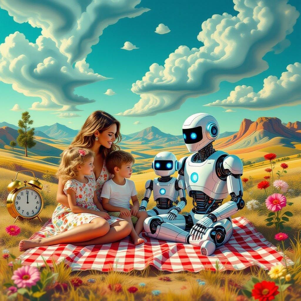 Surrealist Robot Family Unites with Humans in Dreamlike Summ...