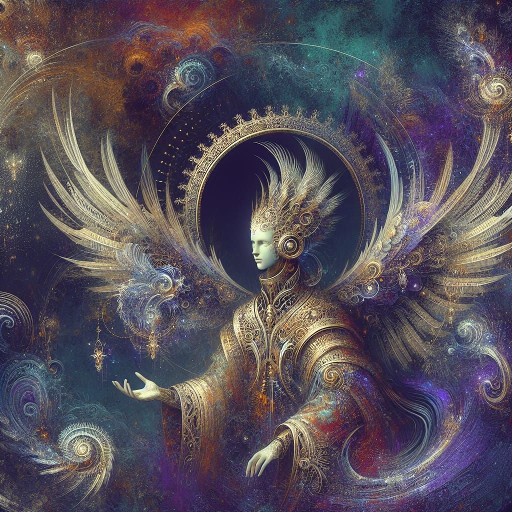 Lahabiel: Angelic Protector in Fantasy Matte Painting