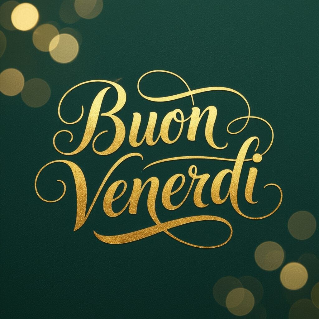 Golden Calligraphy "Buon Venerdi" on Emerald Background