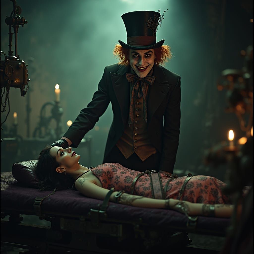 Darkly Whimsical Mad Hatter Steampunk Scene