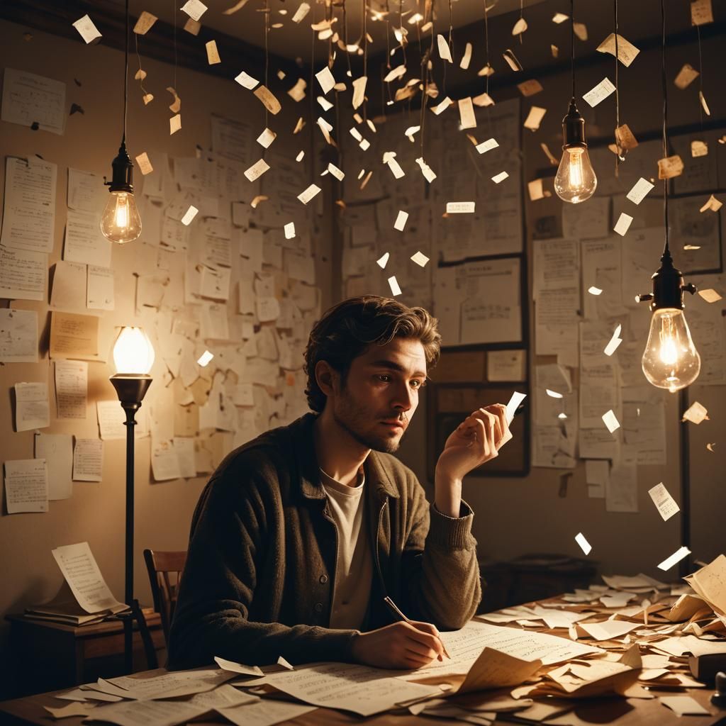 Contemplative Portrait in Dimly Lit Room