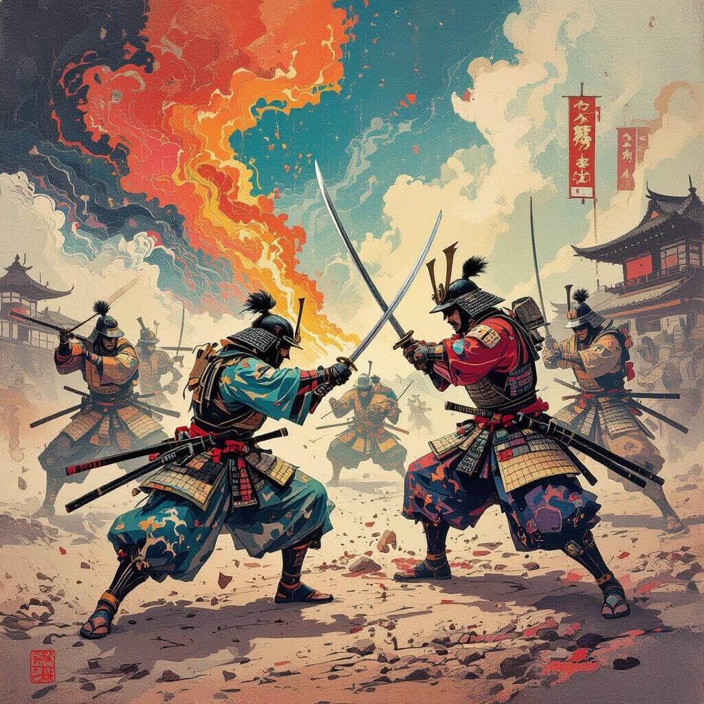 Surreal Samurai War in Dada Vision