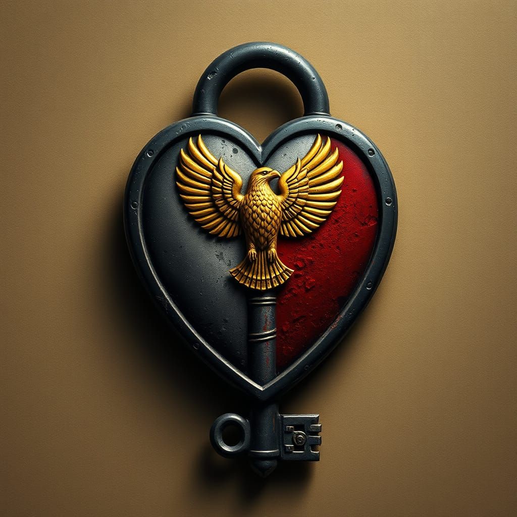 Symbolic Key to Freedom in Dramatic Illustration Style