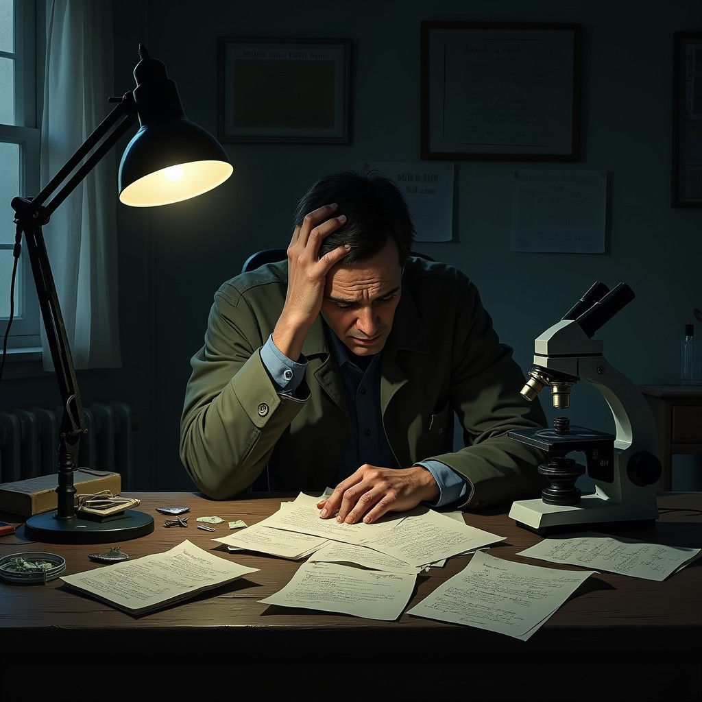 Detective's Office with Microscope in Film Noir Style