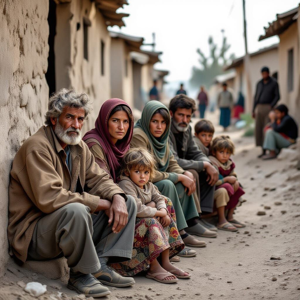 Dusty Village Scene in Documentary Photography Style