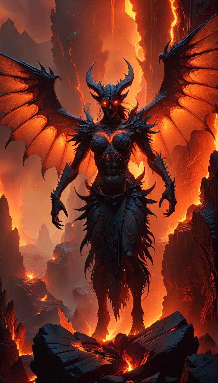 Feathered fire demon