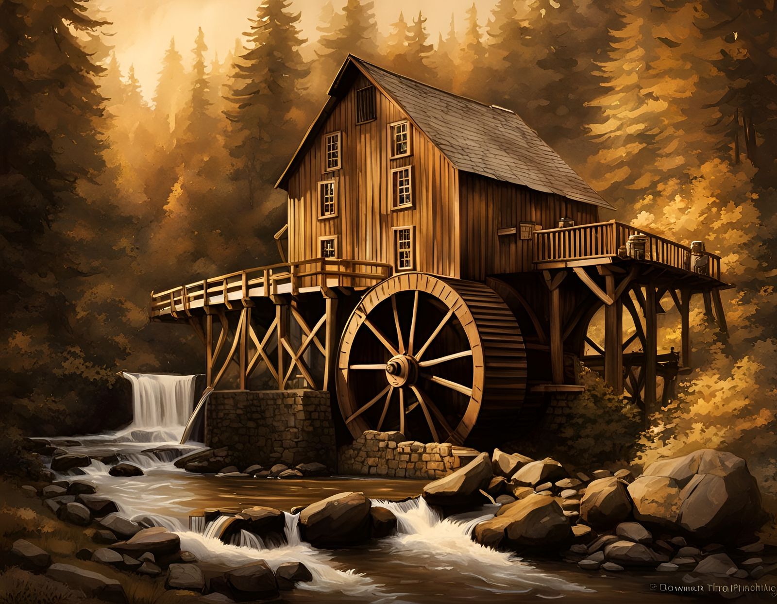 Cedar Creek Grist Mill at Golden Hour