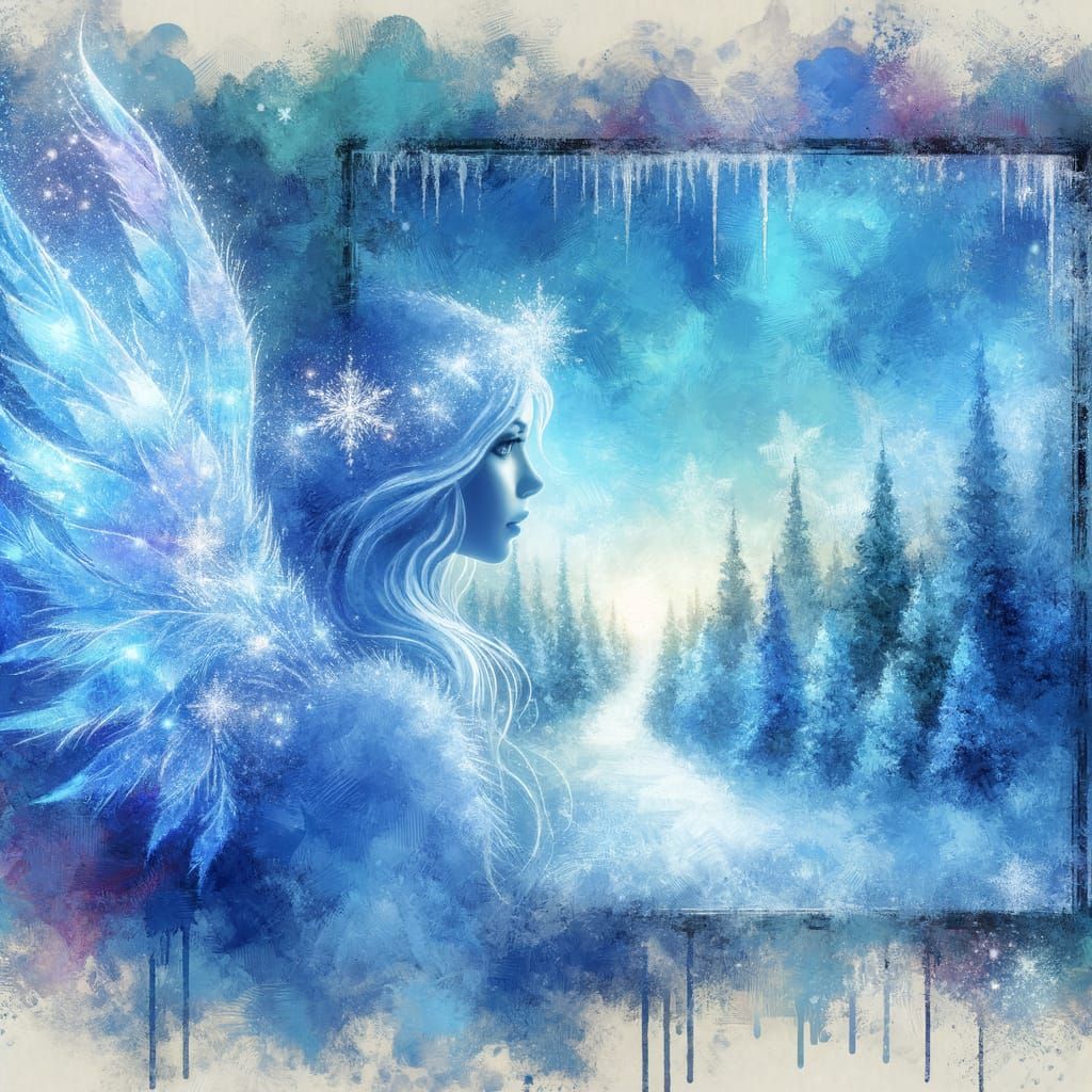 Winter Ice Fairy in Whimsical Watercolor Style