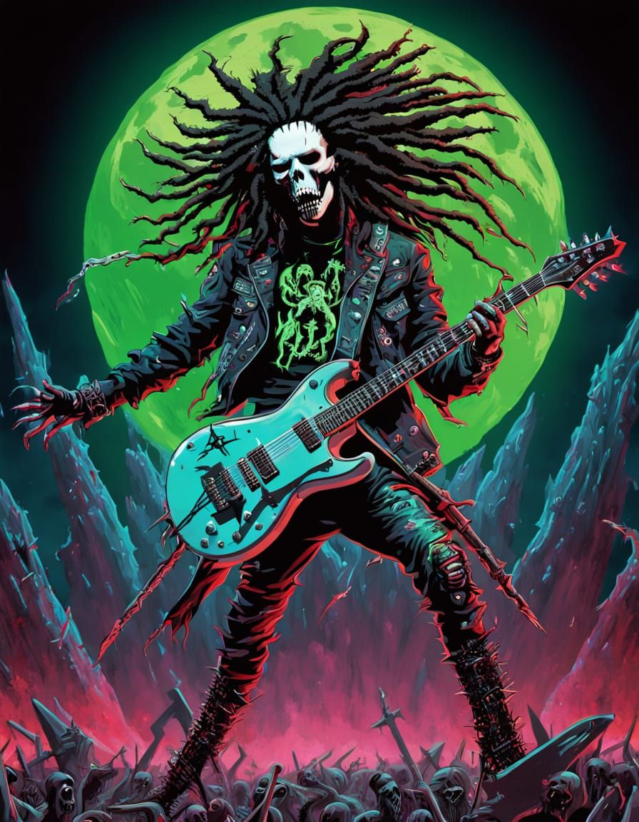 Electric Chaos Warrior in Neon Dreamscape