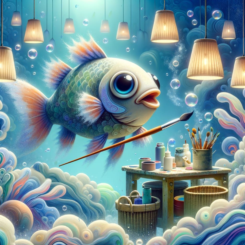 Big-Eyed Cod Paints Lamps Underwater in Porcelain Style