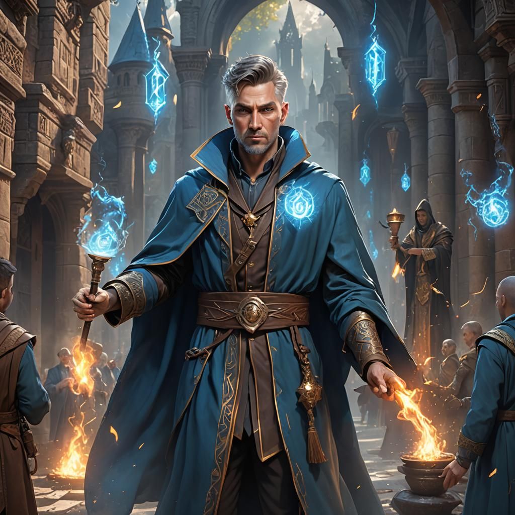 Magician Wizard with Glowing Eyes, Fantasy Art