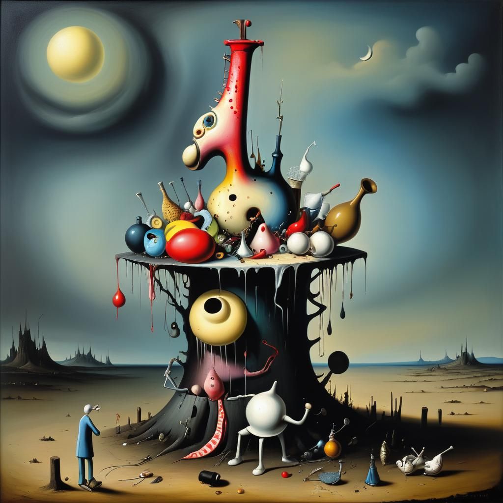 Surrealist Saxophone Player in Oil Painting