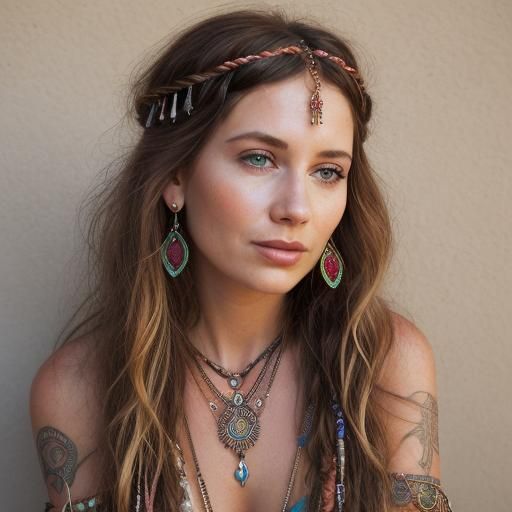 Boho Woman Displaying Ancestral Jewelry