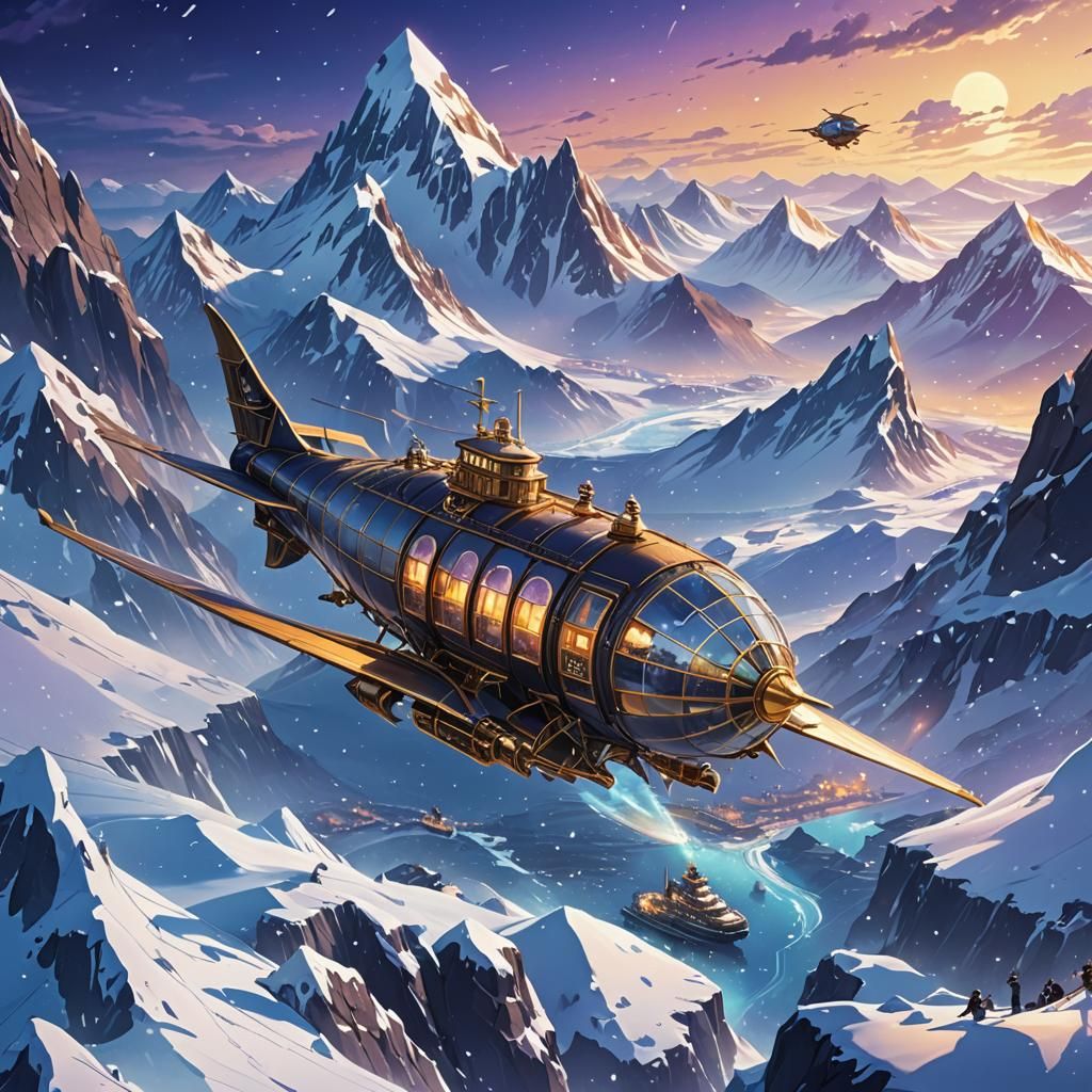 Penguin Airship Flies Over Arctic: Anime Key Visual