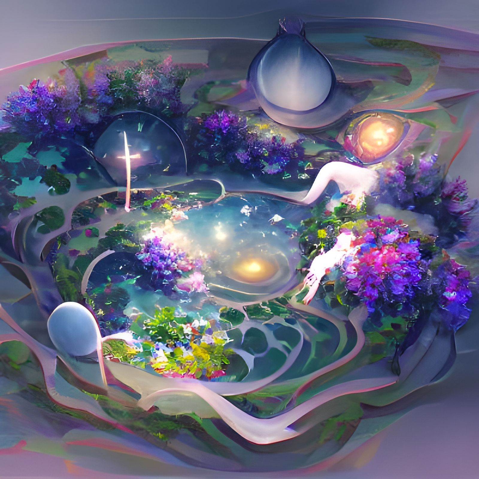 Enchanting Celestial Garden of Glowing Flora