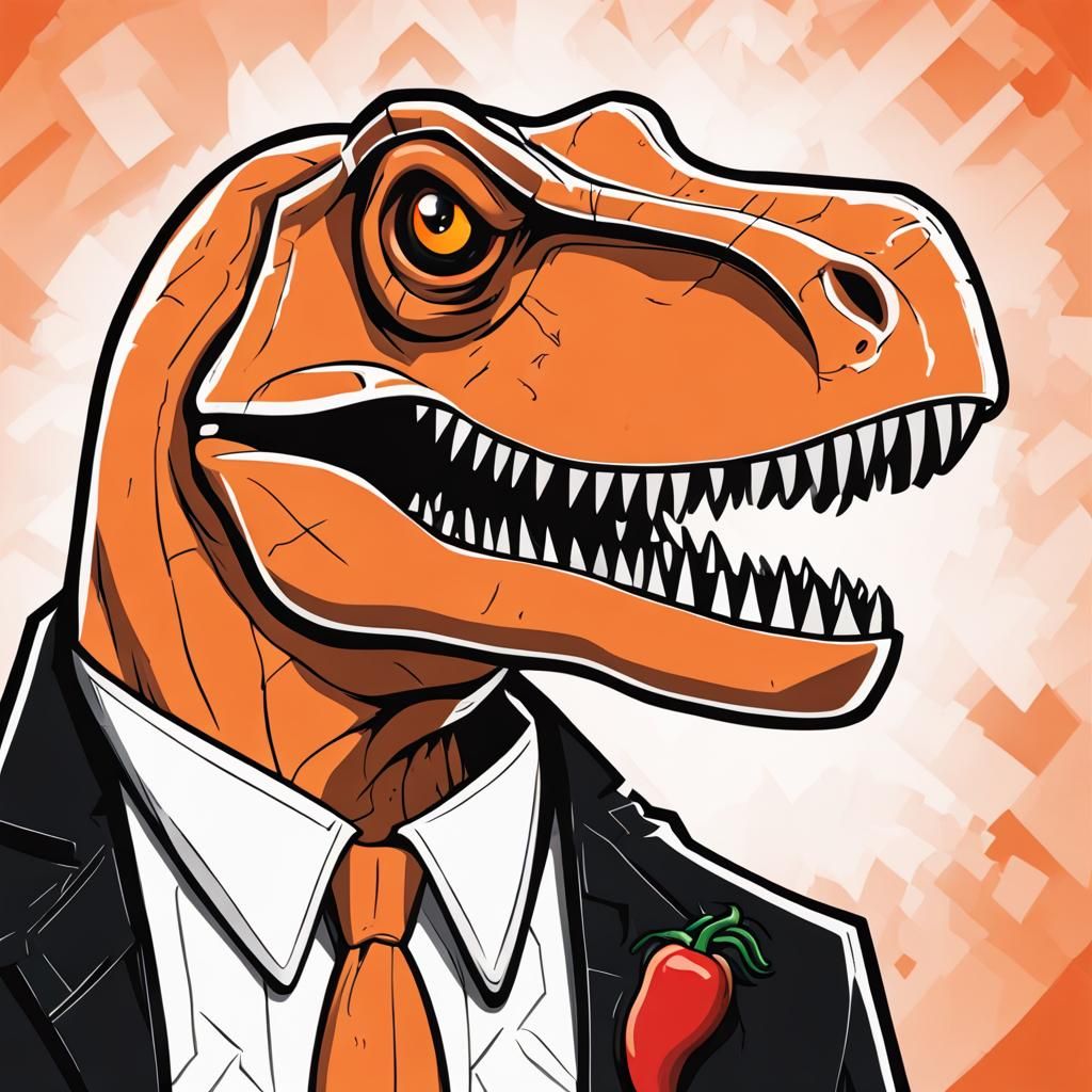Cheerful T-Rex Headshot in Tuxedo