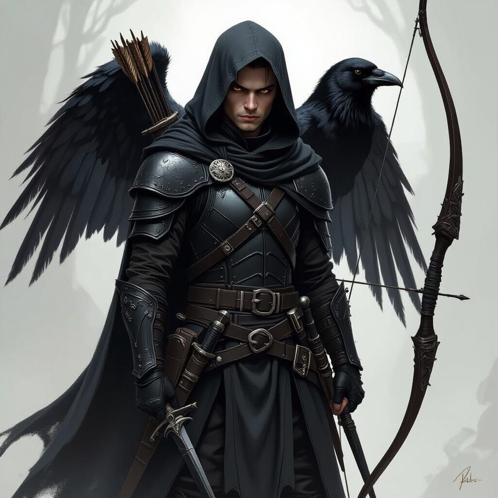 Halfling Crow Ranger in Dark Fantasy Concept Art