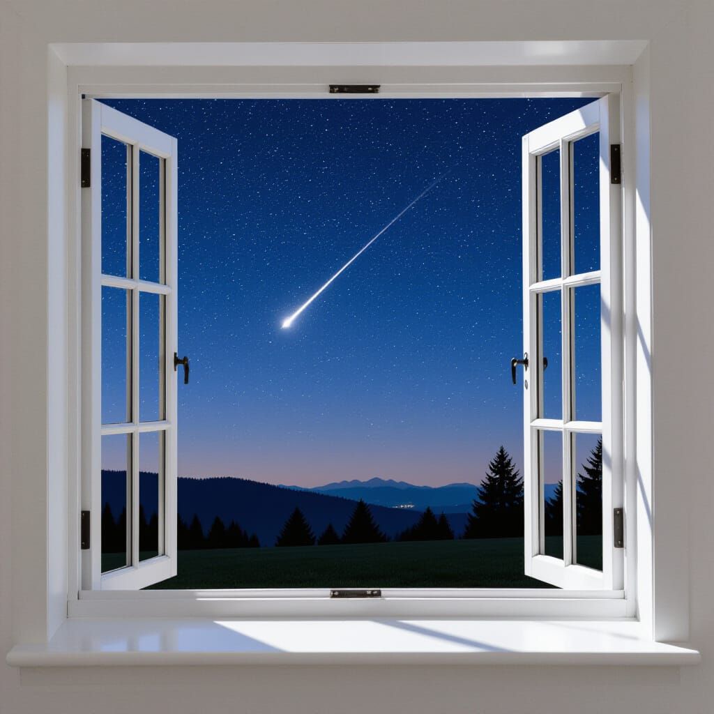 Night Sky Portrait with Shooting Star in Cinematic Style