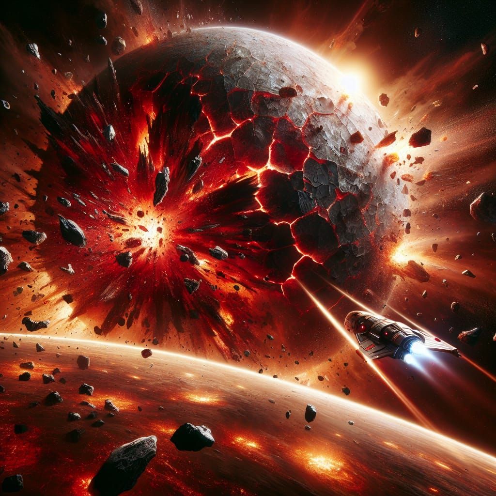 Planet Erupts in Fiery Explosion with Escape Pod