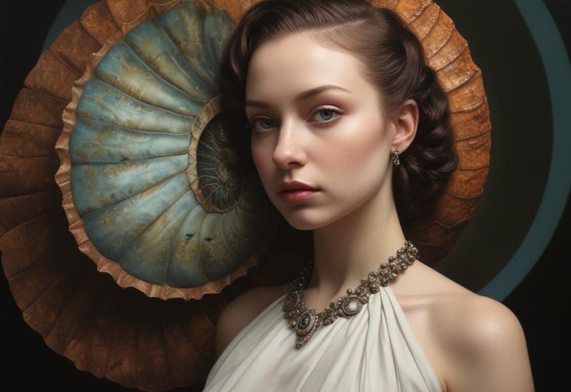 Lady Ammonite in Ethereal Afrofuturism Portrait