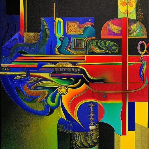 Solar System in Abstract Expressionist Style