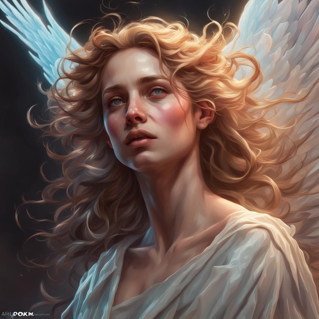 Fallen Angel Portrait in Hyperdetailed Digital Art