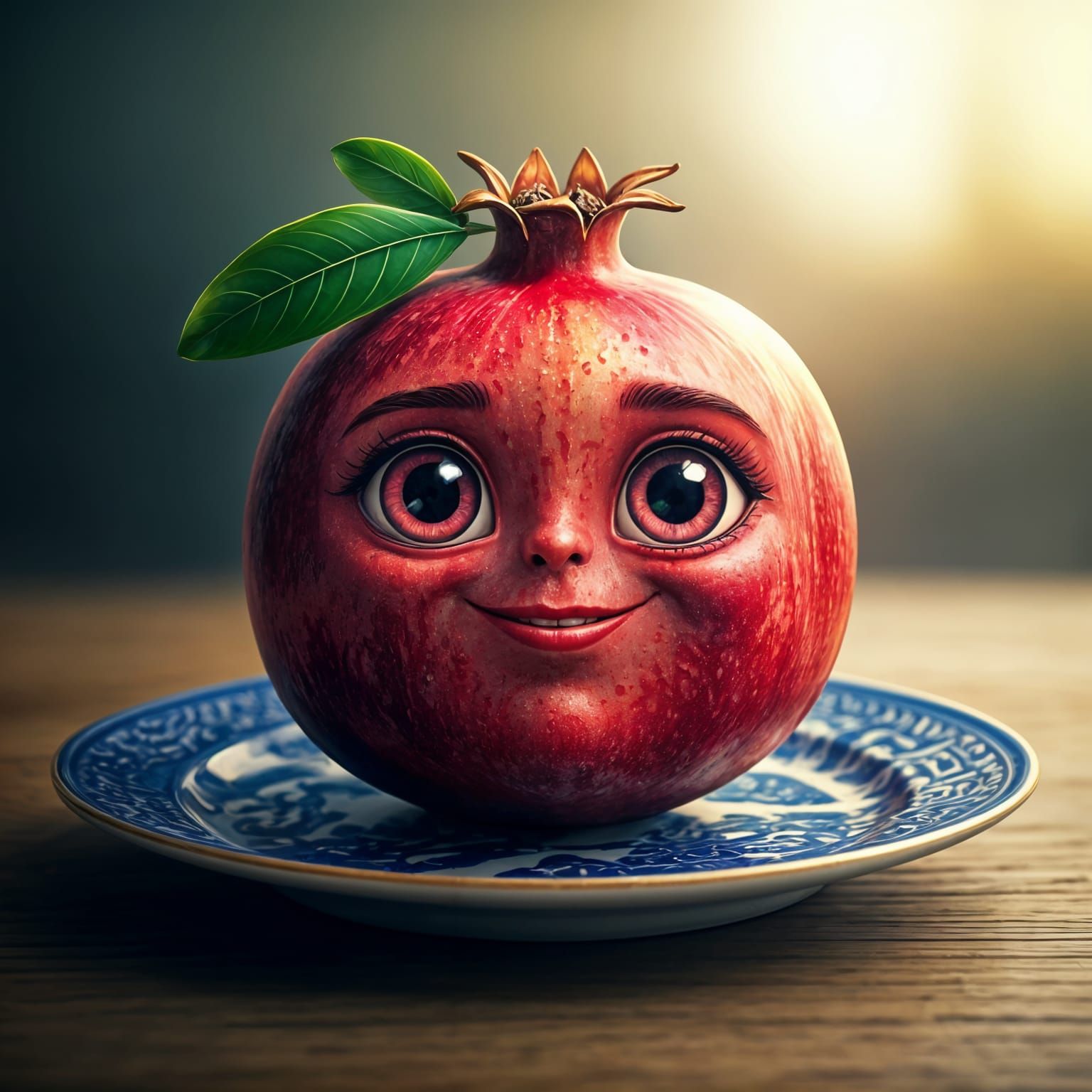 Vibrant Pomagranate Fruit in Splash Art Style