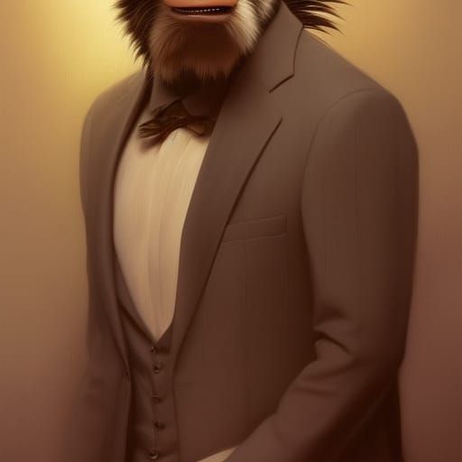 Monkey in Suit: Realistic Fantasy Art Portrait