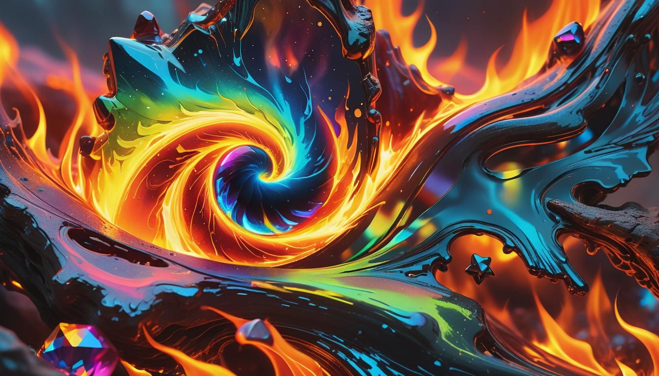 Fire Elemental Gemstone in a Bioluminescent Aura